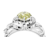 White gold Fancy Yellow Marquise  Cut Halo Diamond Ring with Scrollwork Band and Four-Prong Setting_4