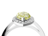 White gold Fancy Yellow Marquise Cut Halo Diamond Ring with Solitaire Band and Prong Setting_4