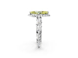 White gold Fancy Yellow Marquise Cut Halo Diamond Solitaire with Filigree Band and Four-Prong Setting_14
