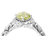 White gold Fancy Yellow Marquise Cut Halo Diamond Solitaire with Filigree Band and Four-Prong Setting_16