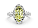 White gold Fancy Yellow Marquise Cut Halo Diamond Solitaire with Filigree Band and Four-Prong Setting_24