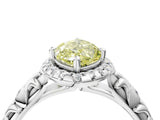 White gold Fancy Yellow Marquise Cut Halo Diamond Solitaire with Filigree Band and Four-Prong Setting_24