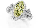 White gold Fancy Yellow Marquise Cut Halo Diamond Split Shank Engagement Ring with Four-Prong Setting_13