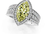 White gold Fancy Yellow Marquise Cut Halo Diamond Split Shank Ring with Prong Setting_1