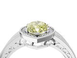 White gold Fancy Yellow Marquise Cut Halo Diamond Split Shank Ring with Prong Setting_4