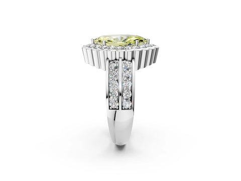 White gold Fancy Yellow Marquise Cut Halo Diamond Split Shank Ring with Scalloped Prong Setting_14