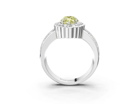 White gold Fancy Yellow Marquise Cut Halo Diamond Split Shank Ring with Scalloped Prong Setting_15