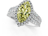 White gold Fancy Yellow Marquise Cut Halo Pavé Diamond Engagement Ring with Split Shank and Four-Prong Setting_16