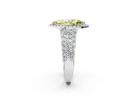 White gold Fancy Yellow Marquise Cut Halo Pavé Diamond Engagement Ring with Split Shank and Four-Prong Setting_5