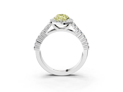 White gold Fancy Yellow Marquise Cut Halo Pavé Diamond Engagement Ring with Split Shank and Four-Prong Setting_6
