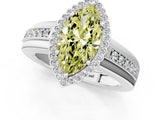 White gold Fancy Yellow Marquise  Cut Halo Pave Band Four-Prong Ring_29