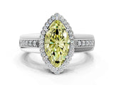 White gold Fancy Yellow Marquise  Cut Halo Pave Band Four-Prong Ring_29
