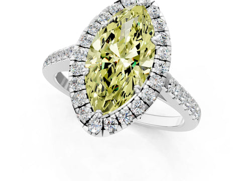 White gold Fancy Yellow Marquise Cut Halo Pave Diamond Engagement Ring with Four-Prong Setting_25