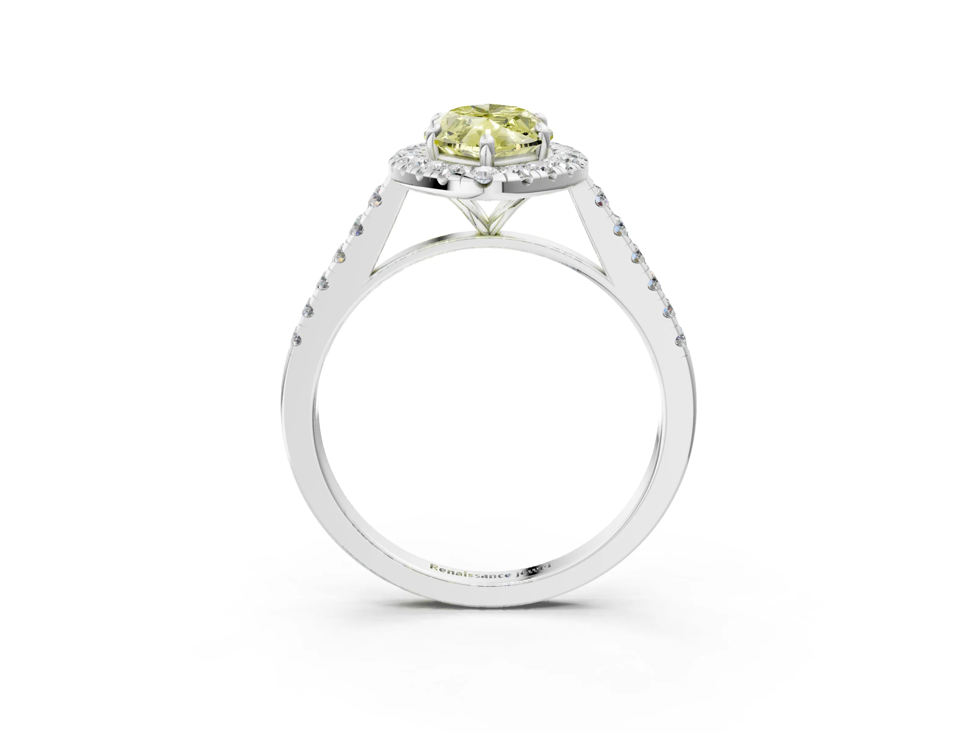 White gold Fancy Yellow Marquise Cut Halo Pave Diamond Engagement Ring with Four-Prong Setting_27
