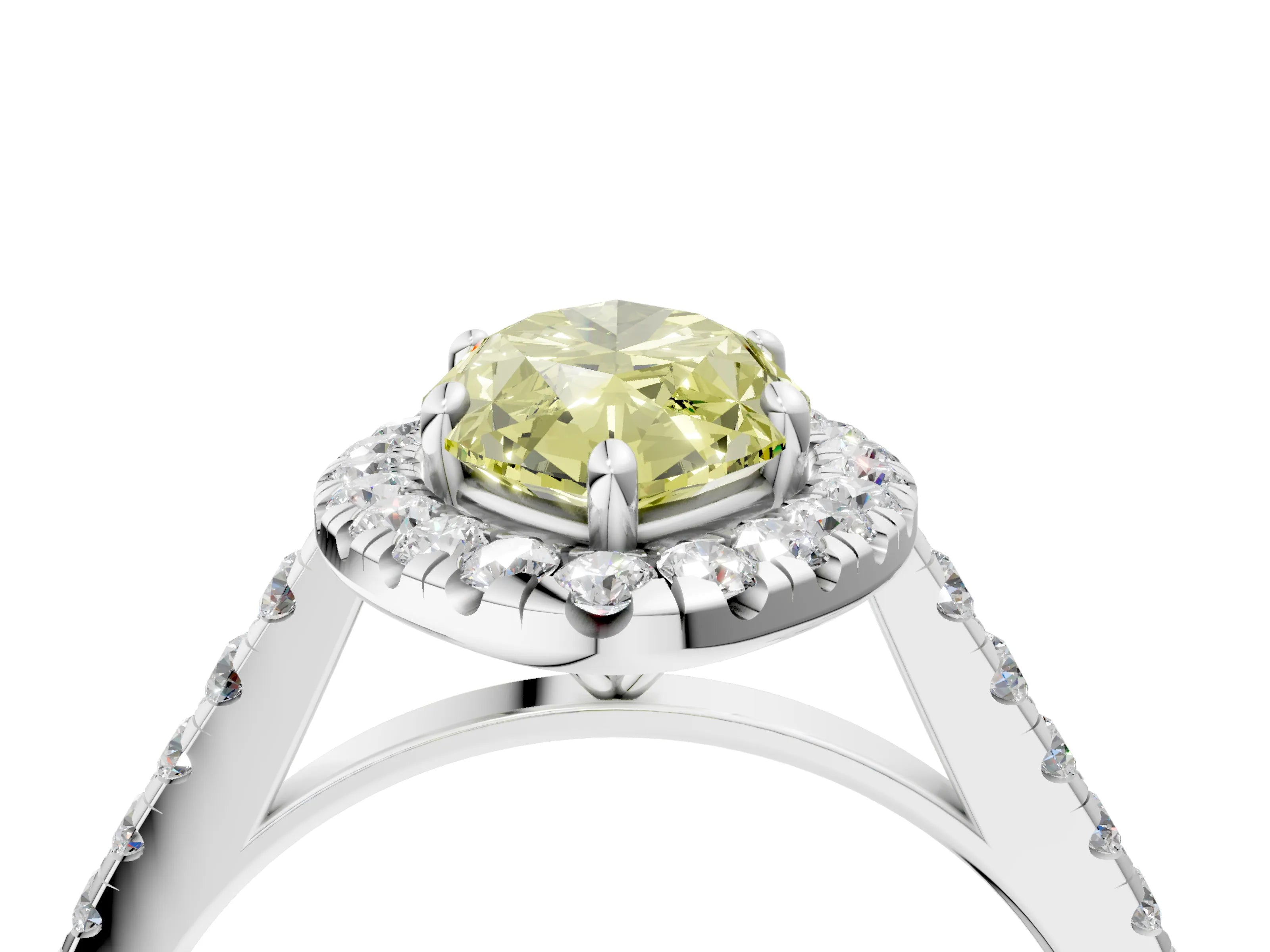 White gold Fancy Yellow Marquise Cut Halo Pave Diamond Engagement Ring with Four-Prong Setting_28