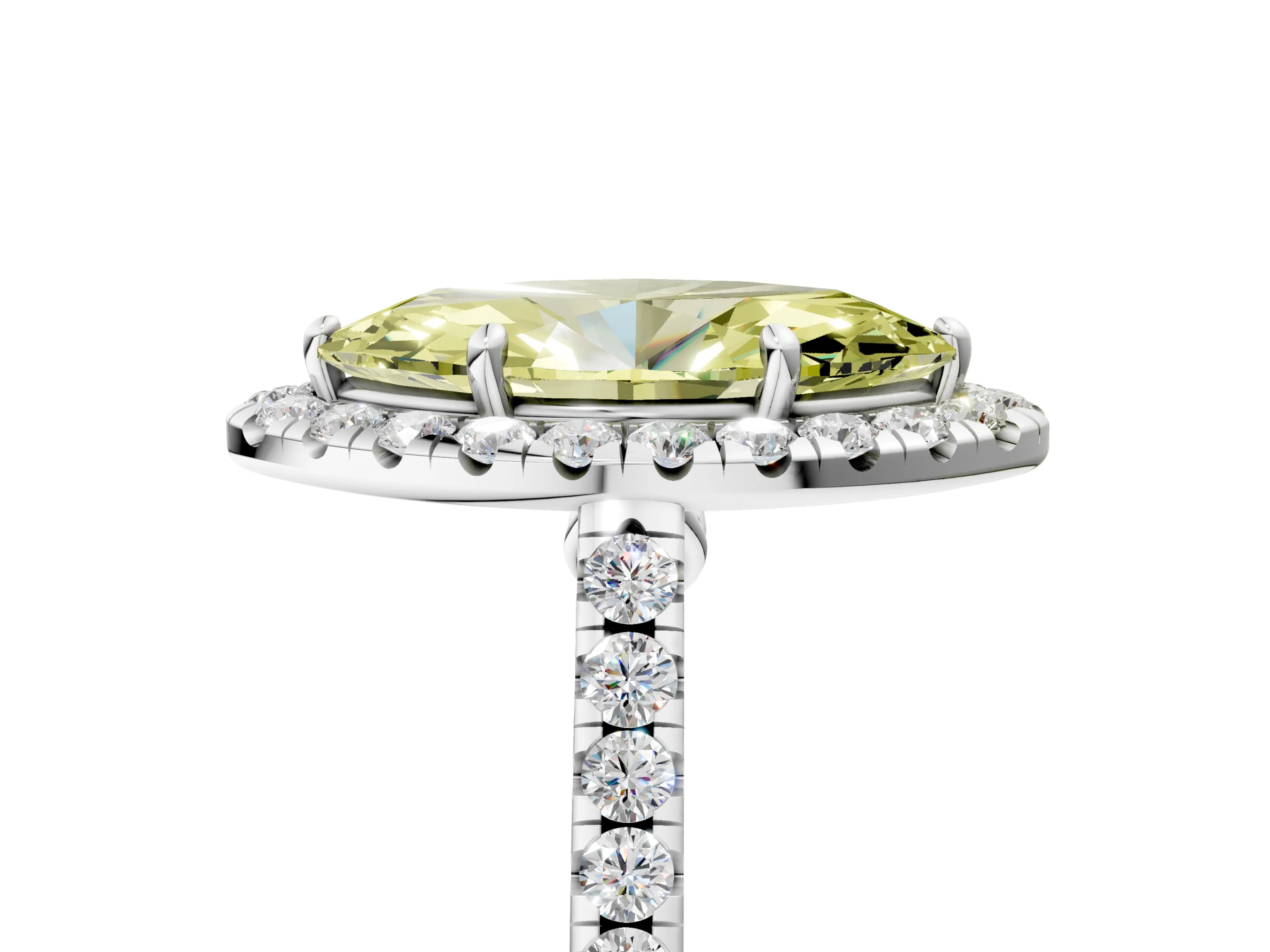 White gold Fancy Yellow Marquise Cut Halo Pave Diamond Engagement Ring with Four-Prong Setting_29