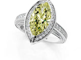 White gold Fancy Yellow Marquise  Cut Halo Pave Split Shank Prong Setting Ring_28