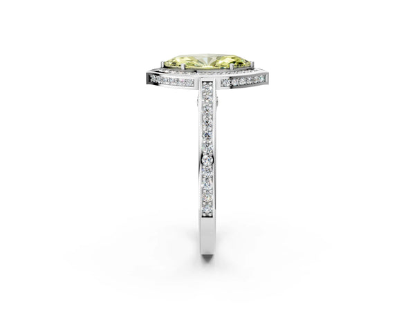 White gold Fancy Yellow Marquise  Cut Halo Pave Split Shank Prong Setting Ring