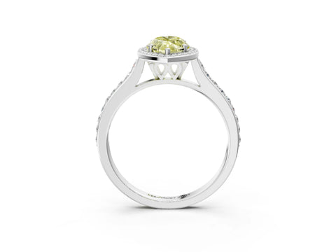 White gold Fancy Yellow Marquise Cut Halo Round Diamond Pavé Band with Four-Prong Setting_18