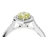 White gold Fancy Yellow Marquise Cut Halo Round Diamond Pavé Band with Four-Prong Setting_19