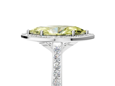 White gold Fancy Yellow Marquise Cut Halo Round Diamond Pavé Band with Four-Prong Setting_20
