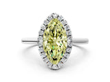 White gold Fancy Yellow Marquise Cut Halo Round Diamond Solitaire Engagement Ring with Pave Band and Four-Prong Setting_24