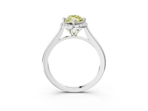 White gold Fancy Yellow Marquise Cut Halo Round Diamond Solitaire Engagement Ring with Pave Band and Four-Prong Setting_27