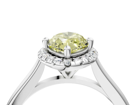 White gold Fancy Yellow Marquise Cut Halo Round Diamond Solitaire Engagement Ring with Pave Band and Four-Prong Setting_28