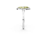 White gold Fancy Yellow Marquise Cut Halo Round Diamond Solitaire Ring with Pavé Band and Four-Prong Setting_2