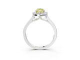 White gold Fancy Yellow Marquise Cut Halo Round Diamond Solitaire Ring with Pavé Band and Four-Prong Setting_3