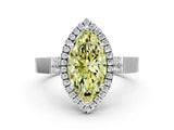 White gold Fancy Yellow Marquise Cut Halo Round Diamond Twist Band with Four-Prong Setting_24
