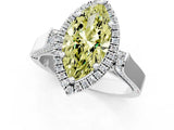 White gold Fancy Yellow Marquise Cut Halo Round Diamond Twist Band with Four-Prong Setting_25