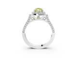 White gold Fancy Yellow Marquise Cut Halo Round Diamond Twist Band with Four-Prong Setting_27