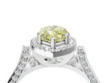 White gold Fancy Yellow Marquise Cut Halo Round Diamond Twist Band with Four-Prong Setting_28