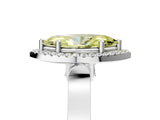White gold Fancy Yellow Marquise Cut Halo Round Diamond Twist Band with Four-Prong Setting_29
