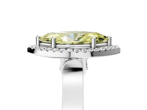 White gold Fancy Yellow Marquise Cut Halo Round Diamond Twist Band with Four-Prong Setting_29