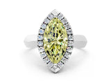 White gold Fancy Yellow Marquise  Cut Halo Solitaire Engagement Ring with Square Band and Four-Prong Setting_110