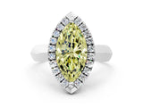 White gold Fancy Yellow Marquise  Cut Halo Solitaire Engagement Ring with Square Band and Four-Prong Setting_90