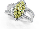 White gold Fancy Yellow Marquise  Cut Halo Split Shank Diamond Ring with Four-Prong Setting_1