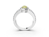White gold Fancy Yellow Marquise  Cut Halo Split Shank Diamond Ring with Four-Prong Setting_3