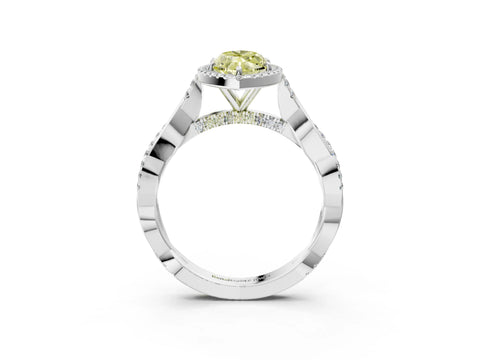 White gold Fancy Yellow Marquise Cut Halo Twist Band with Four-Prong Setting_27