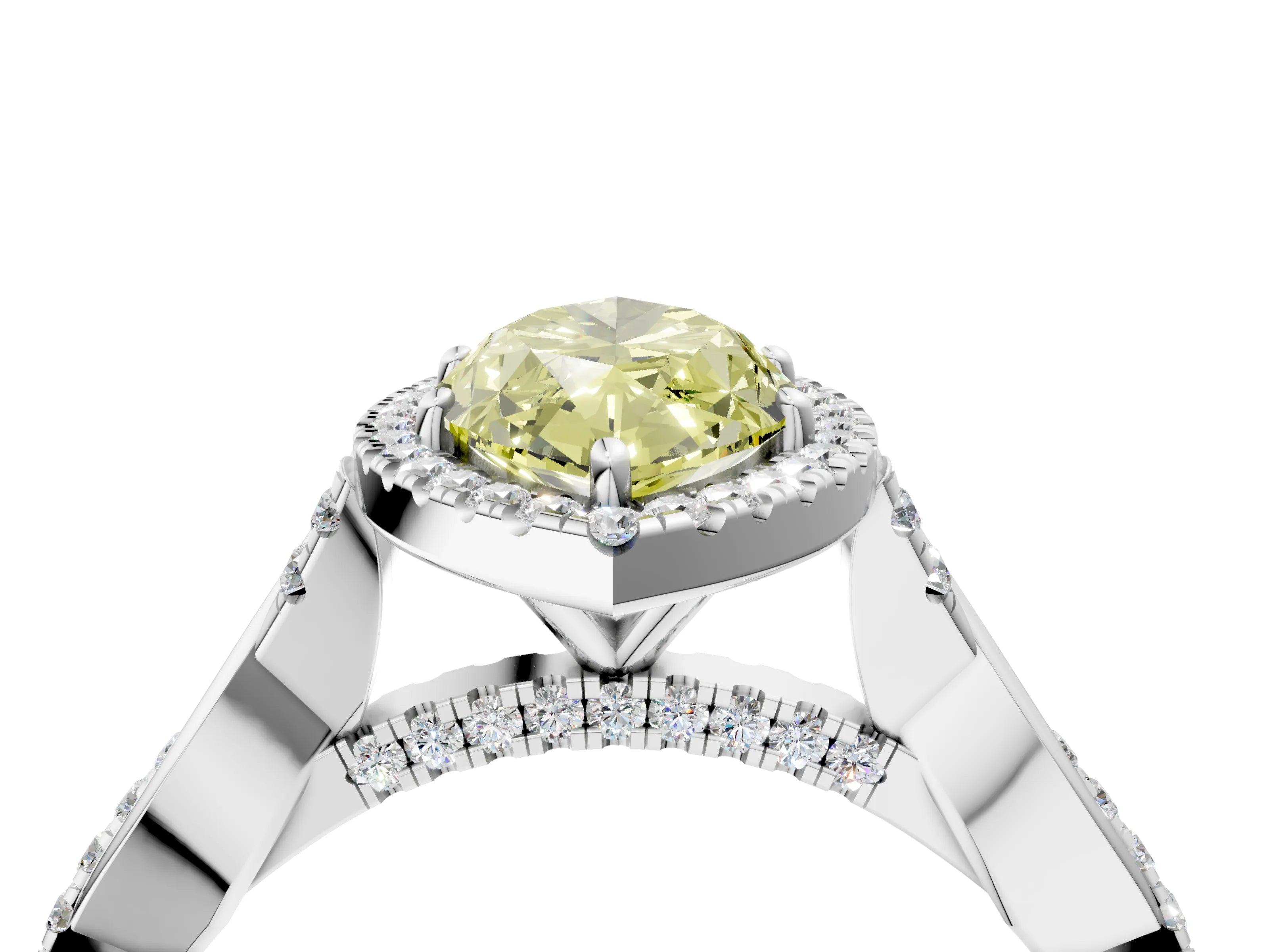 White gold Fancy Yellow Marquise Cut Halo Twist Band with Four-Prong Setting_4