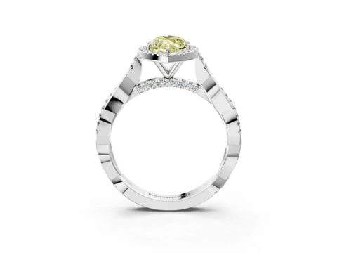 White gold Fancy Yellow Marquise Cut Halo Twist Band with Four-Prong Setting_63
