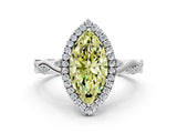 White gold Fancy Yellow Marquise Cut Halo Twist Band with Four-Prong Setting_85