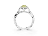 White gold Fancy Yellow Marquise Cut Halo Twist Band with Four-Prong Setting_87