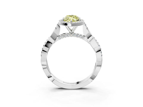 White gold Fancy Yellow Marquise Cut Halo Twist Band with Four-Prong Setting_87