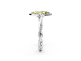 White gold Fancy Yellow Marquise Cut Halo Twist Band with Four-Prong Setting_87