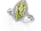 White gold Fancy Yellow Marquise  Cut Halo Twisted Band Four-Prong Ring_1