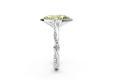 White gold Fancy Yellow Marquise  Cut Halo Twisted Band Four-Prong Ring_2