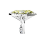 White gold Fancy Yellow Marquise  Cut Halo Twisted Band Four-Prong Ring_5